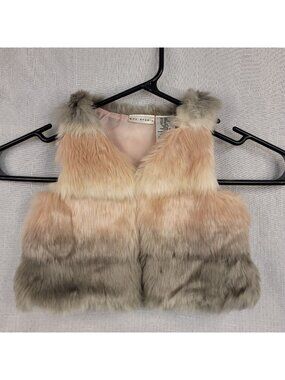 Max Studio Baby Faux Fur Vest 18M Pink Gray Ombre Lined Soft Cozy Retro